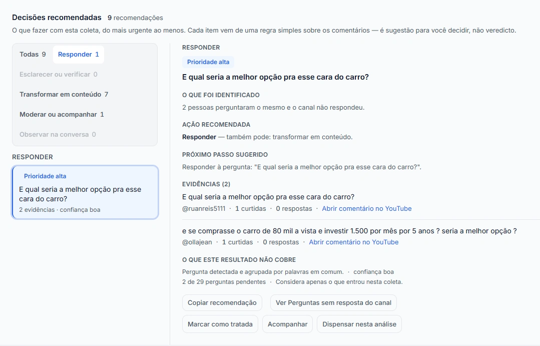 Captura de tela do Opina exibindo os botões 'Em acompanhamento' e 'Reabrir' de uma decisão.